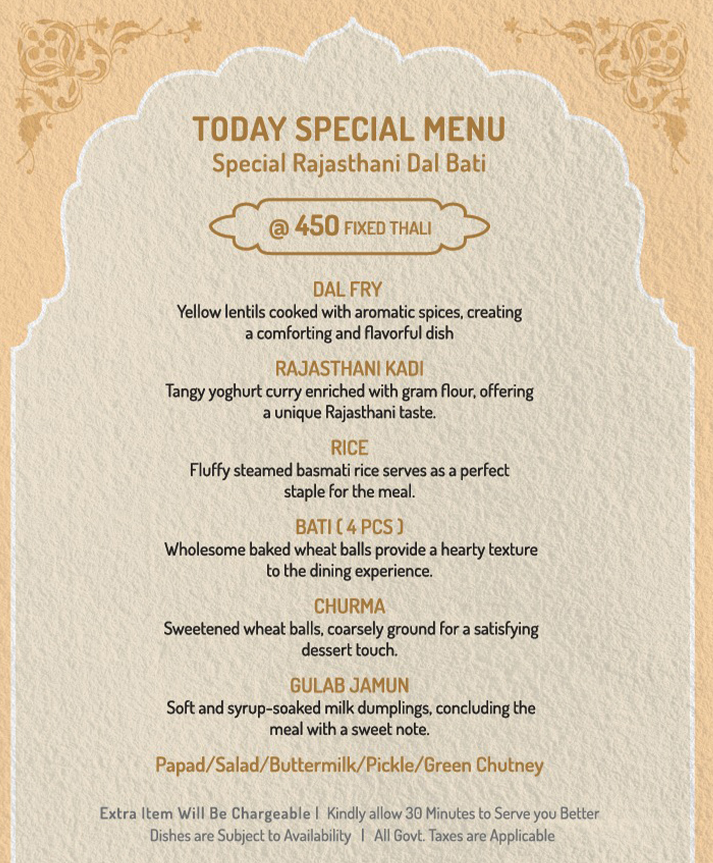 Special Rajasthani Menu